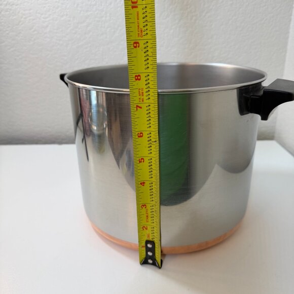 Vintage Revere Ware 8 QT Stock Pot w/ Lid Copper Clad SS 1801 Rome NY USA EUC - Picture 13 of 16